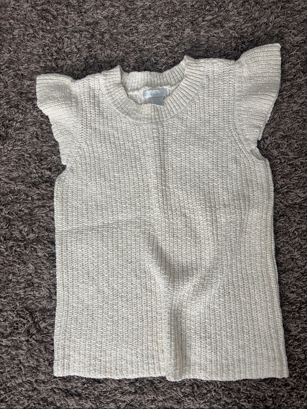 Design History Cream Knit Ruffle Sleeve Top